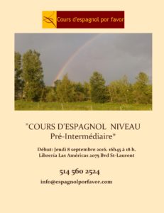 Cours d'espagnol pré-intermédiaire le 8 septembre 2016